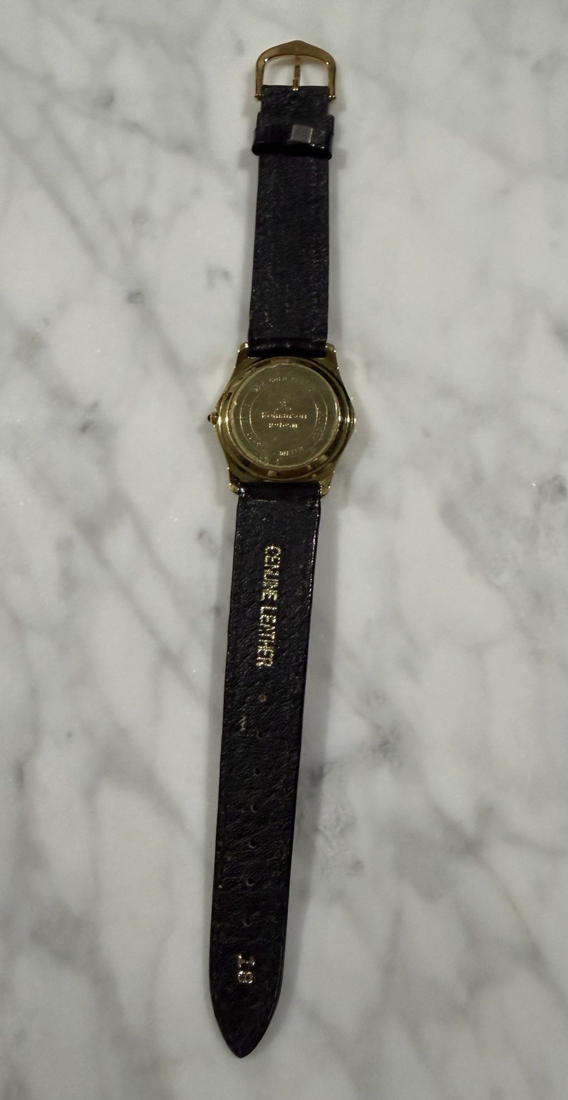 Romanson Round 22K GP Fashion Wrist Watch Leather Band Unisex Adults