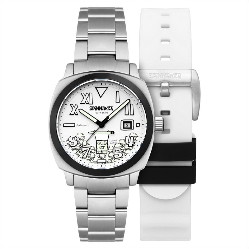 Spinnaker SP-5174-11 SpongeBob DoodleBob Auto White Dial 42mm SS Bracelet Watch