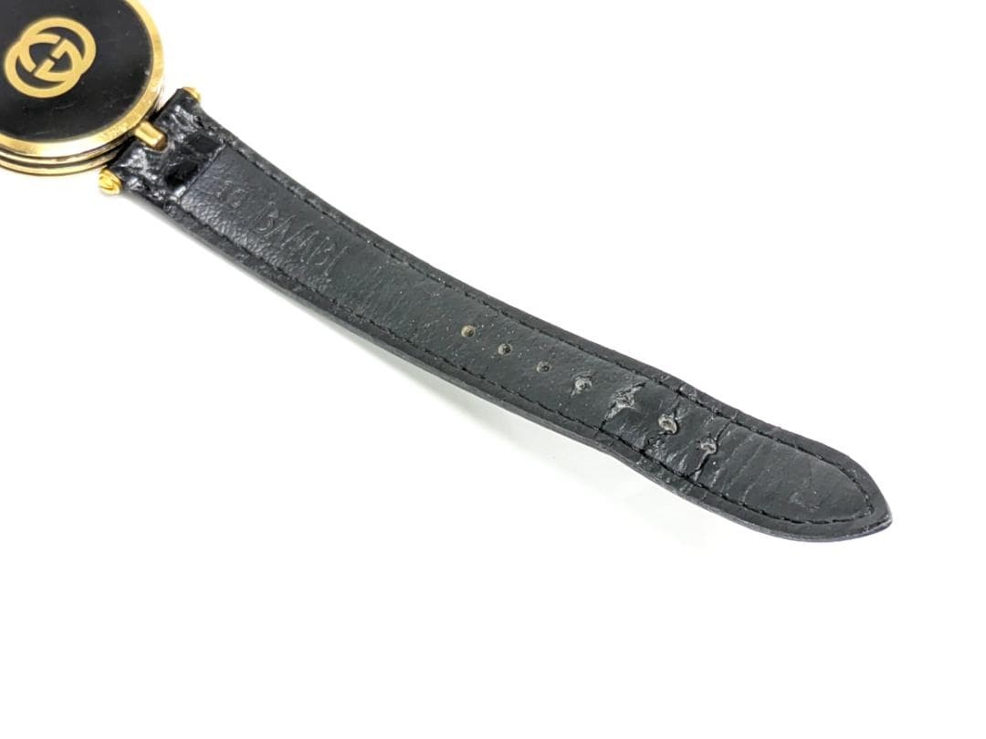 Gucci Men’s Quartz Watch Black Gold 2-Hand Japan Working New Battery 071176