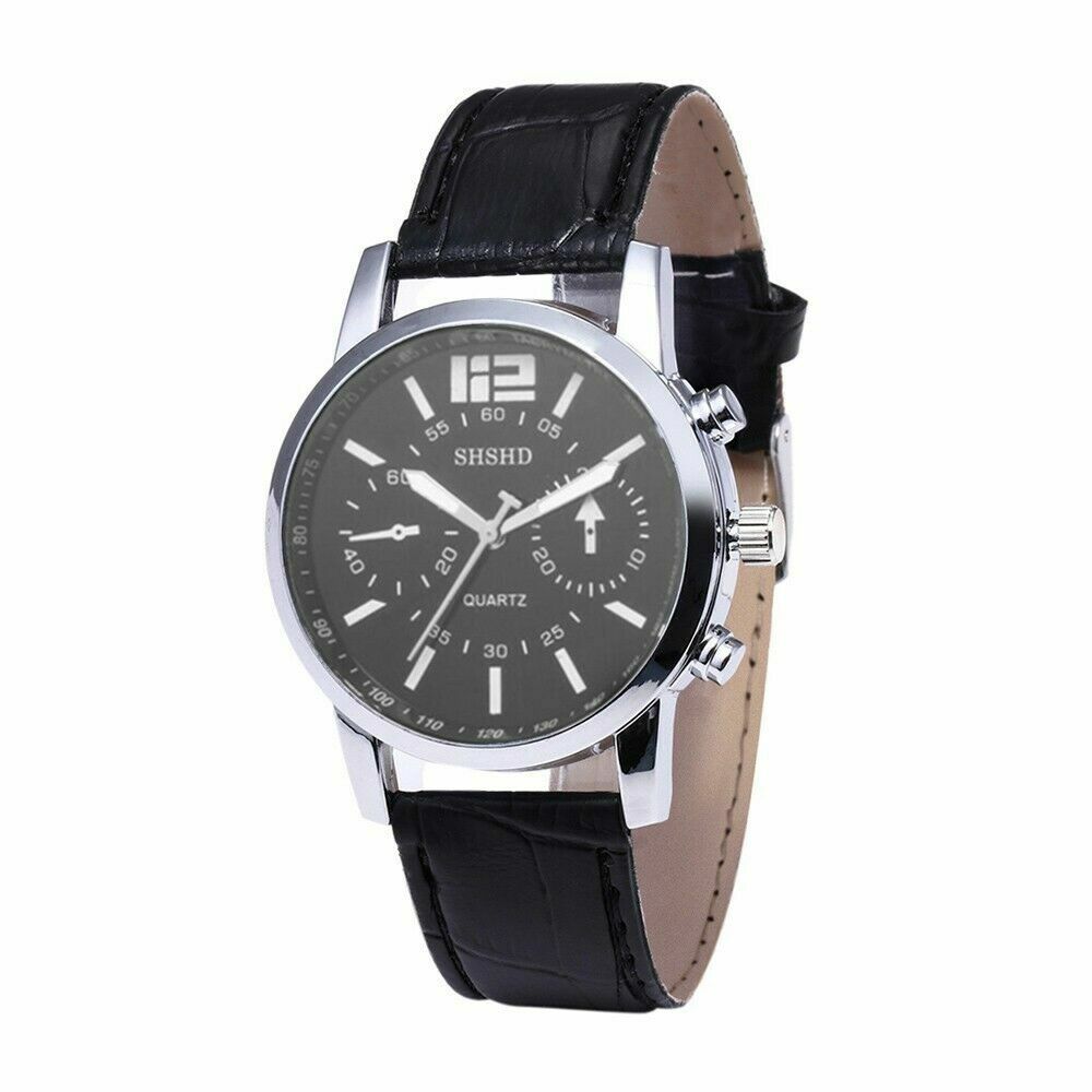 EPIC TIME-Fashion Chrono Stainless Steel Analog Date Sport Quartz Watch-Blk/wht