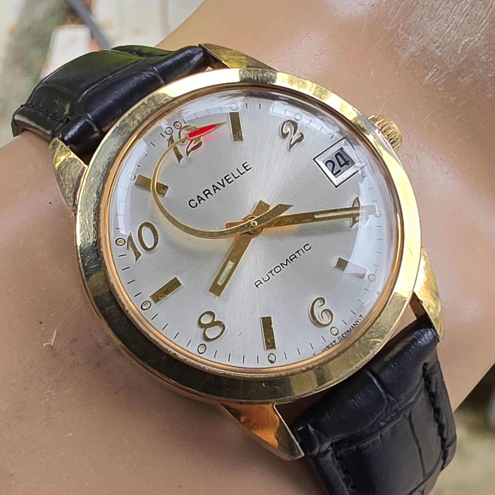 Vintage Bulova Caravelle men’s automatic watch Rocket second hand Germany 1976