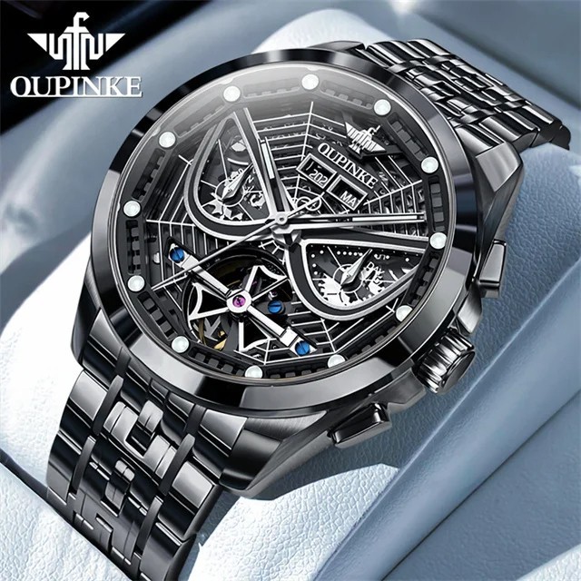 Automatic Mechanical Watch Waterproof Skeleton Luxury Dial Men Men’s Strap