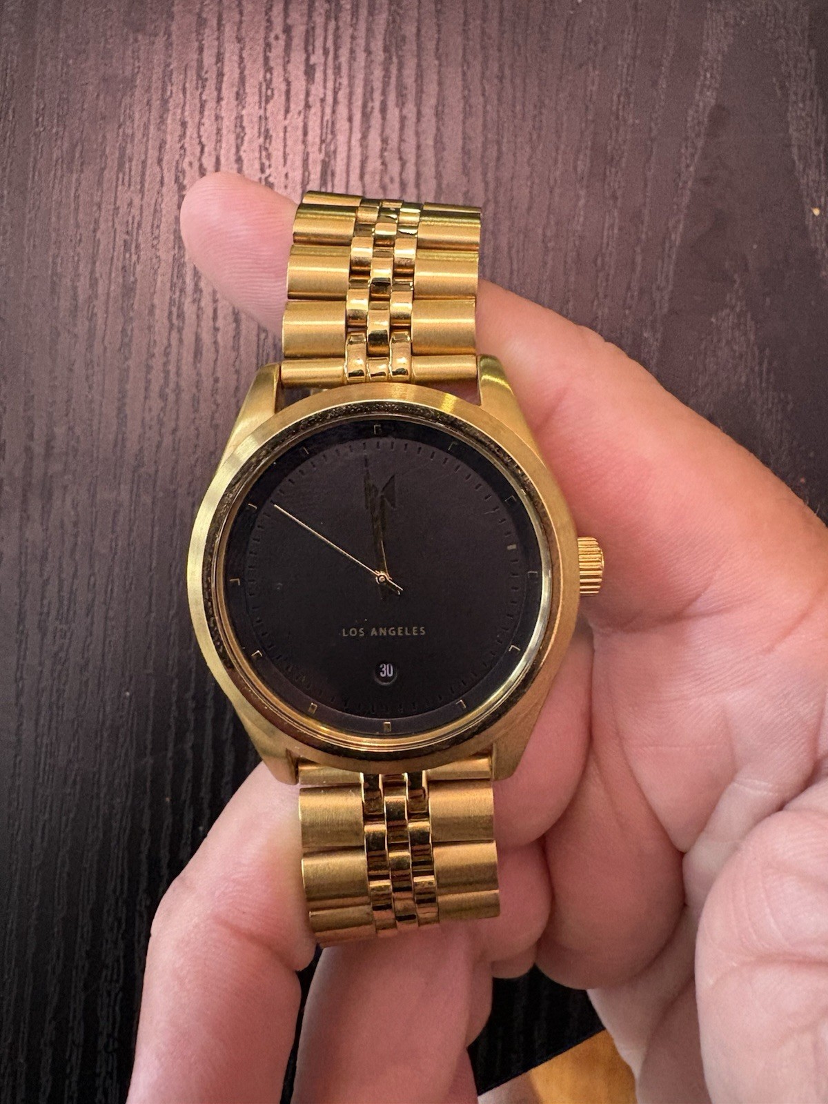 MVMT Los Angeles Gold-Tone Metal Bracelet Watch Black Dial Quartz Date