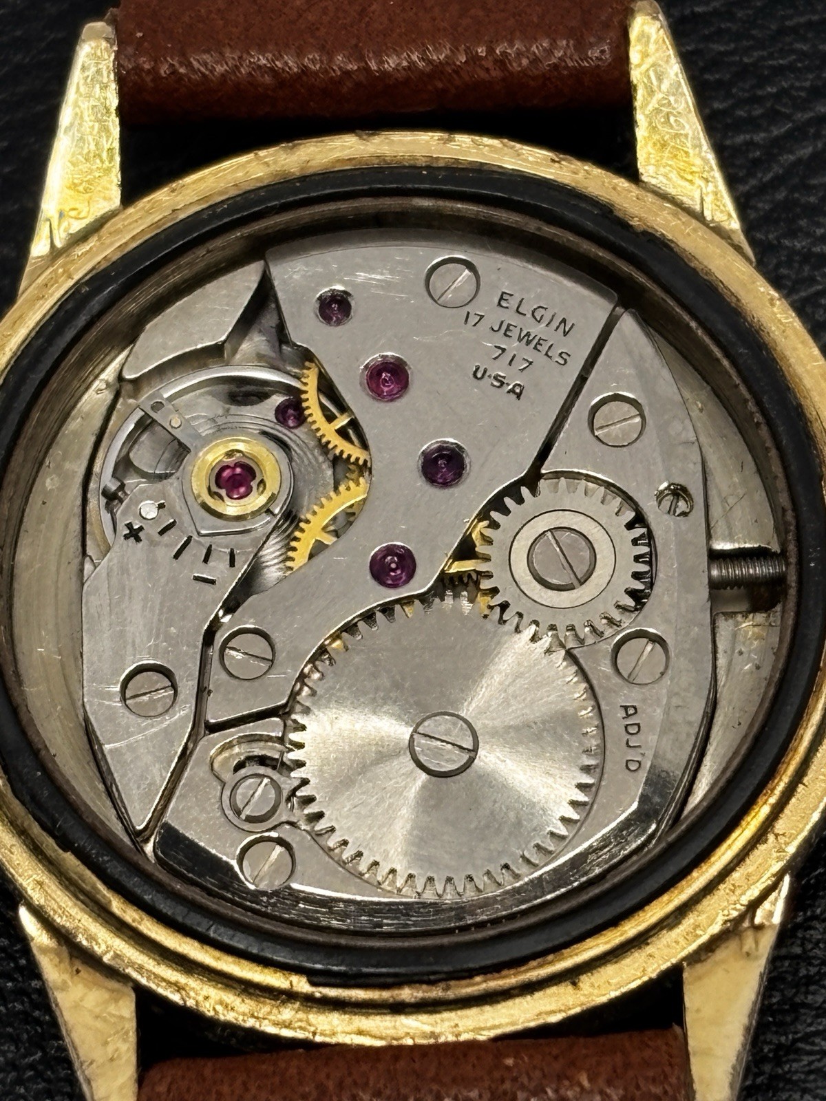 Rare Vintage 1957 Elgin Golf Ball Jump Hour Direct Read Watch USA Cal 717 Runs