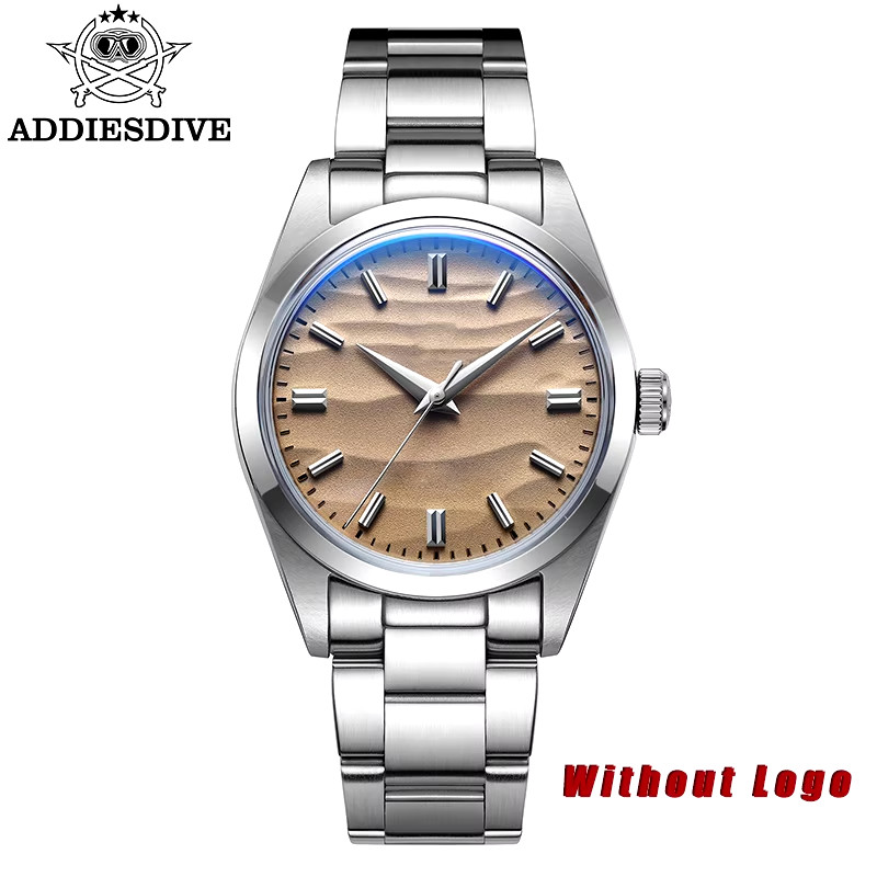 ADDIESDIVE 36mm Sand Dial Mens Watch Quartz 100M Waterproof Stainless Steel