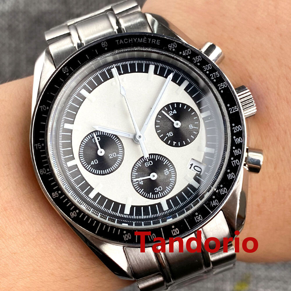 Bliger 40mm VK63 Quartz Full Functional Chronograph Mens Watch Folding Clasp