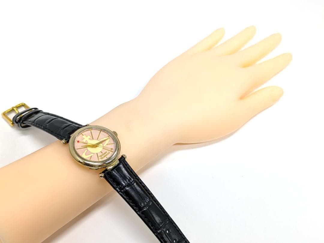 Vivienne Westwood Orb Black Quartz Watch Wristwatch Japan Used 071177