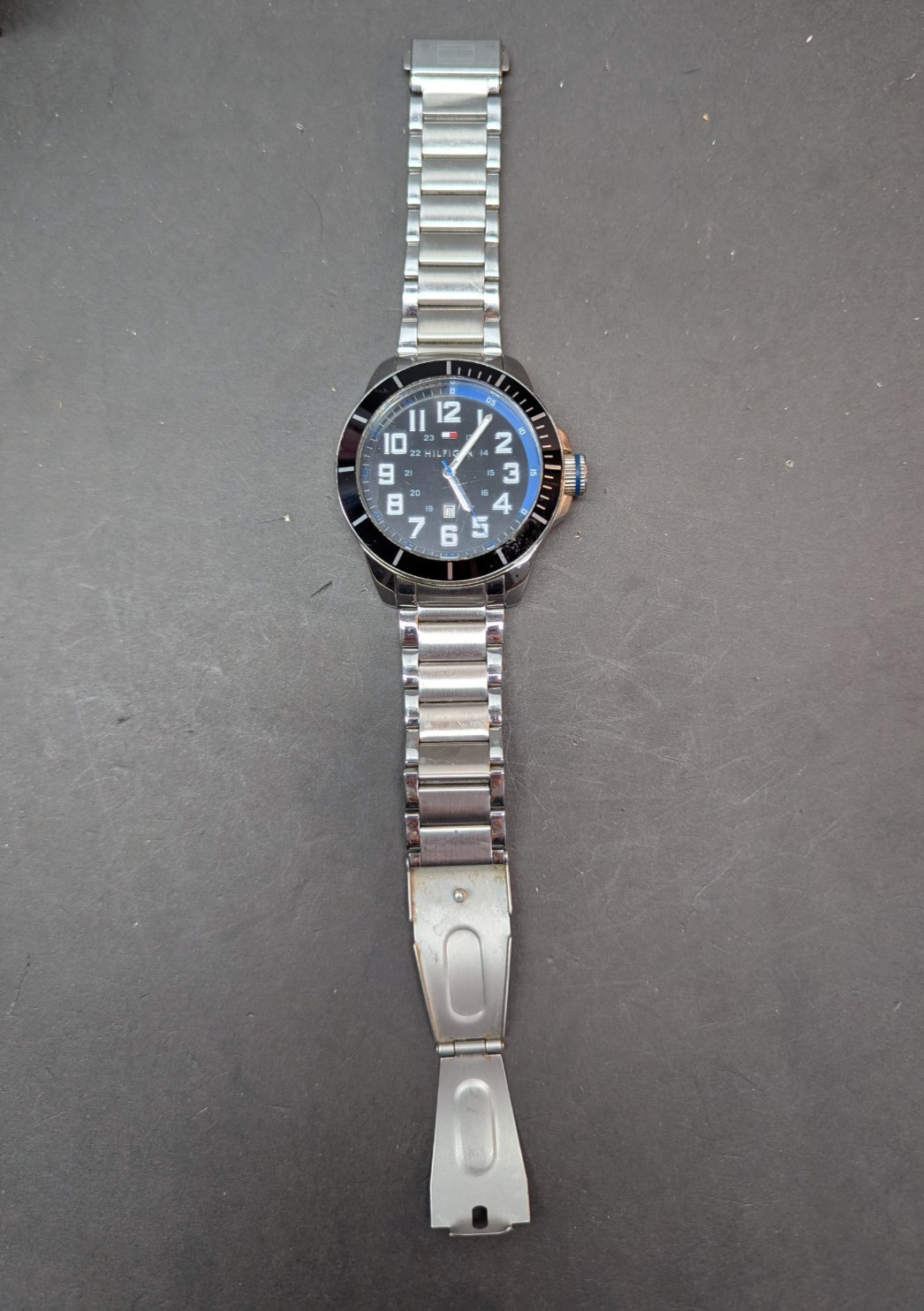 Tommy Hilfiger Three Hand Stainless Steel Black Dial 46mm Watch 30M / 3 ATM