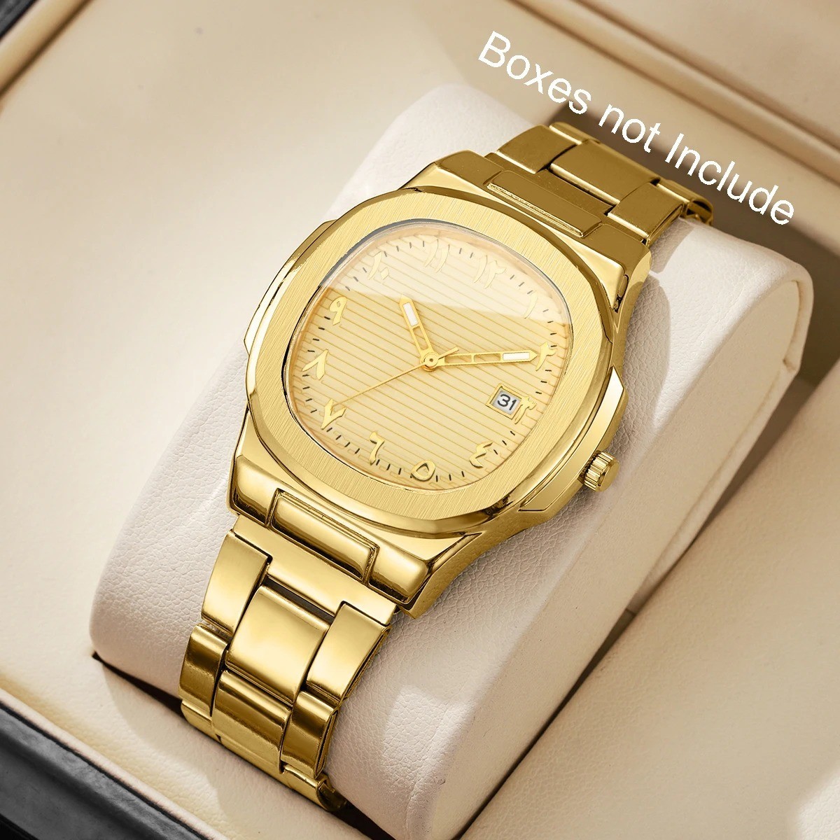 Montres d’affaires de luxe pour hommes, cadran carré, bracelet en acier inoxydab