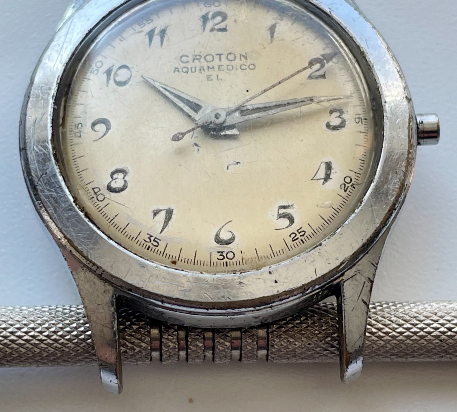 Vintage Croton Aquamedico El Military Style Swiss Watch Parts Repair 16mm Lug