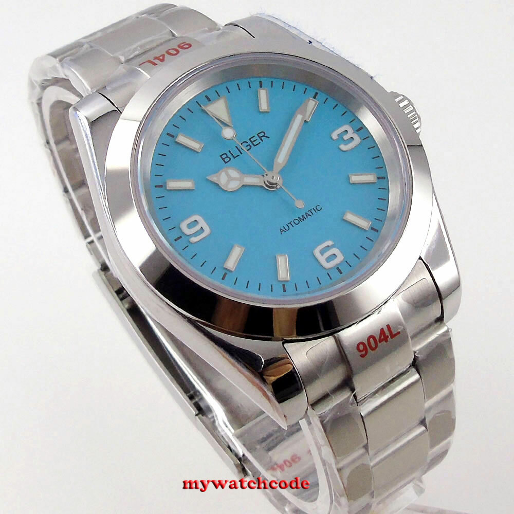39mm BLIGER black dial sapphire glass 24 jewels NH35 PT5000 automatic mens watch