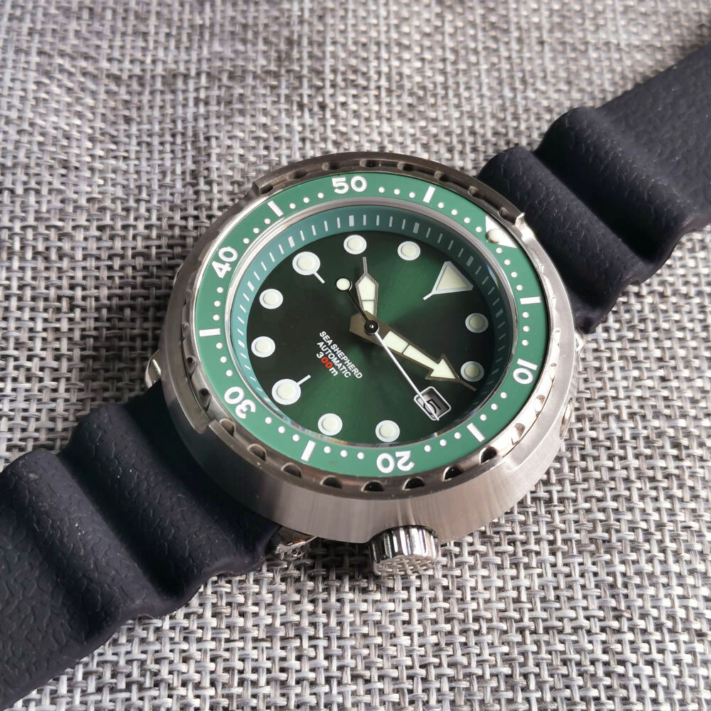 46.5mm Tandorio Sterile Green Dial Japan NH35A Automatic Steel Diving Mens Watch