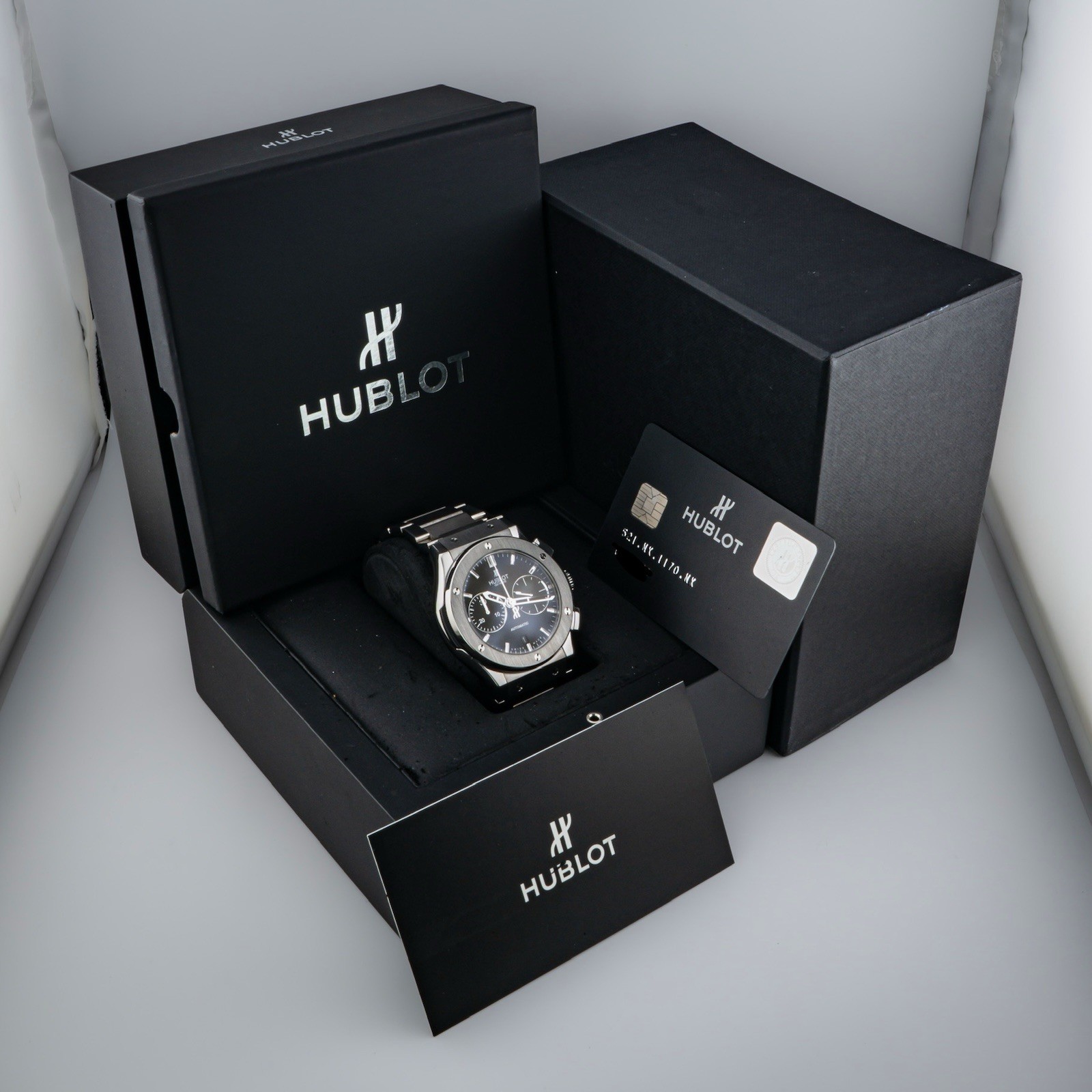 Hublot Classic Fusion Chronograph Bracelet Box & Papers 45mm Excellent Condition