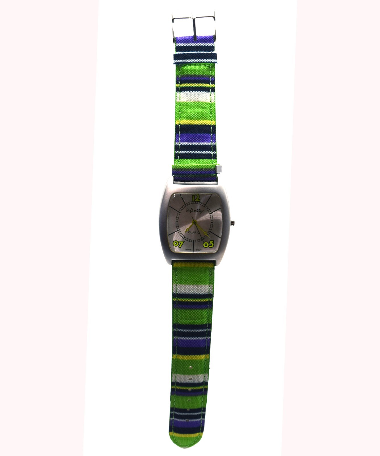 INFINITY: MULTICOLOR CANVAS LEATHER BAND OVALISH RECTANGLUAR CASE ANALOGE WATCH