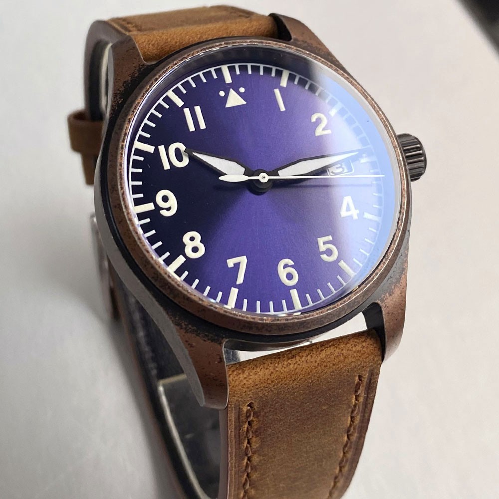 NH35A Retro Pilot Automatic Men Watch Bronze PVD 200m Waterproof 39mm Sapphire