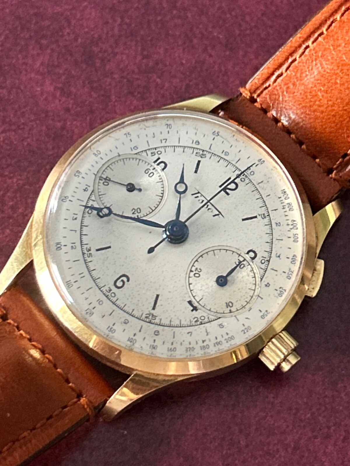 Tissot Chronograph Monopusher Rose Gold 18K Vintage Rare Cal. Lemania 15cht