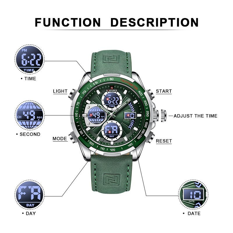 NAVIFORCE Waterproof Men Military Watch Luxury Sports Multifunctional Wristwatch