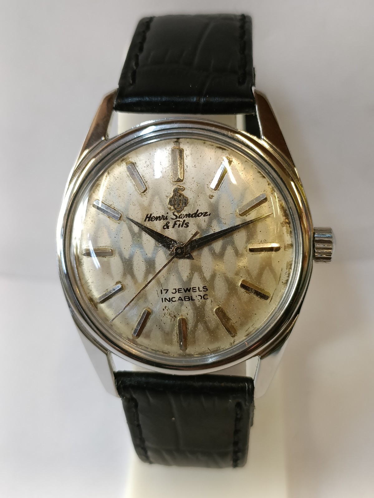 HENRI SANDOZ & FILS WINDING PATINA DIAL 1761Y-88 SWISS MEN’S WORKING CONDITION