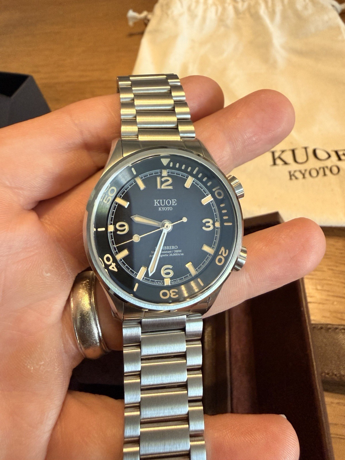 KUOE Kyoto SOMBRERO 90-011 Gradation Navy Automatic 20ATM Linen Dial from JAPAN