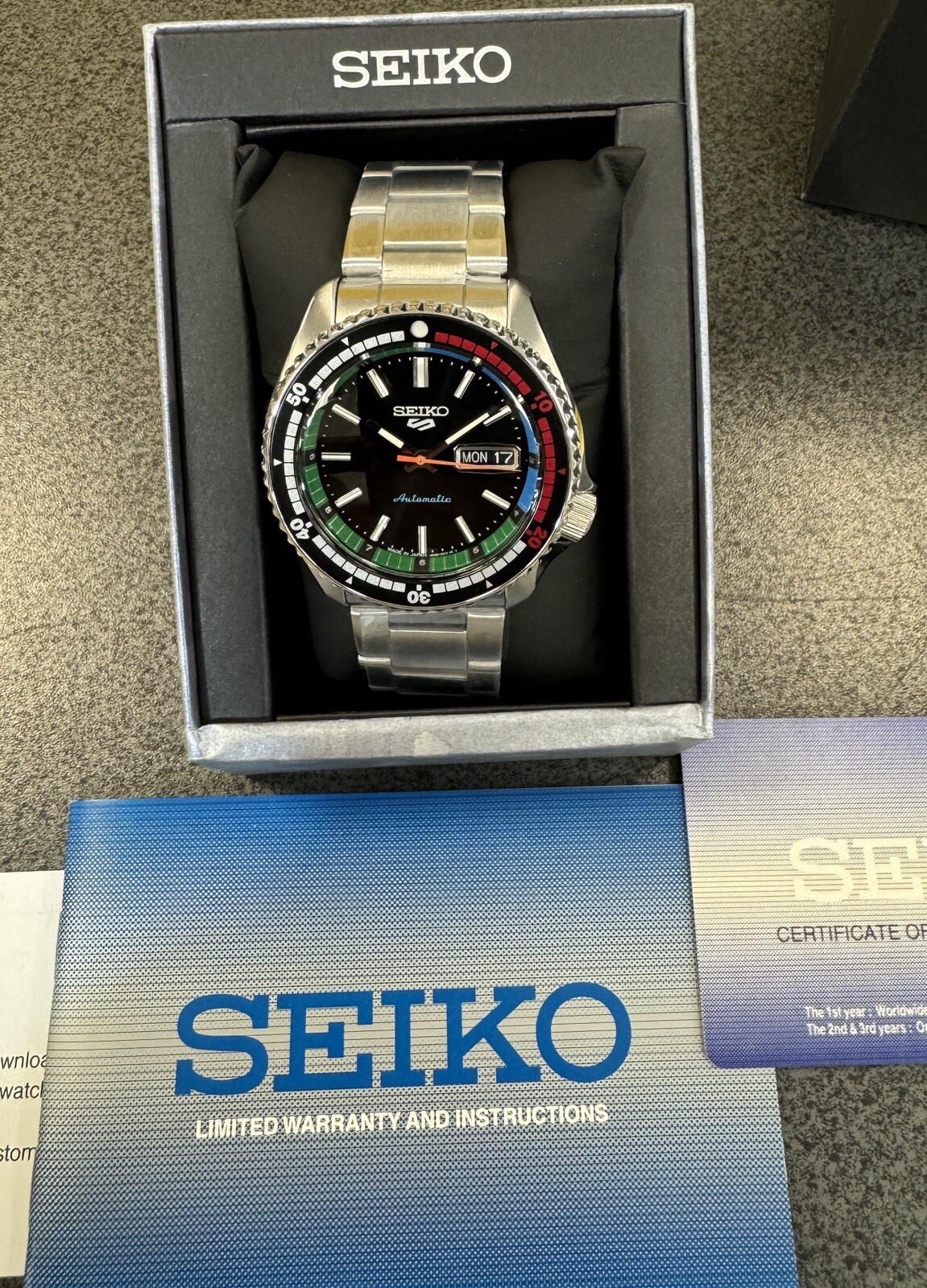 Seiko 5 Automatic Black Dial Steel Bracelet Men’s Limited Watch SRPK13 Japan New