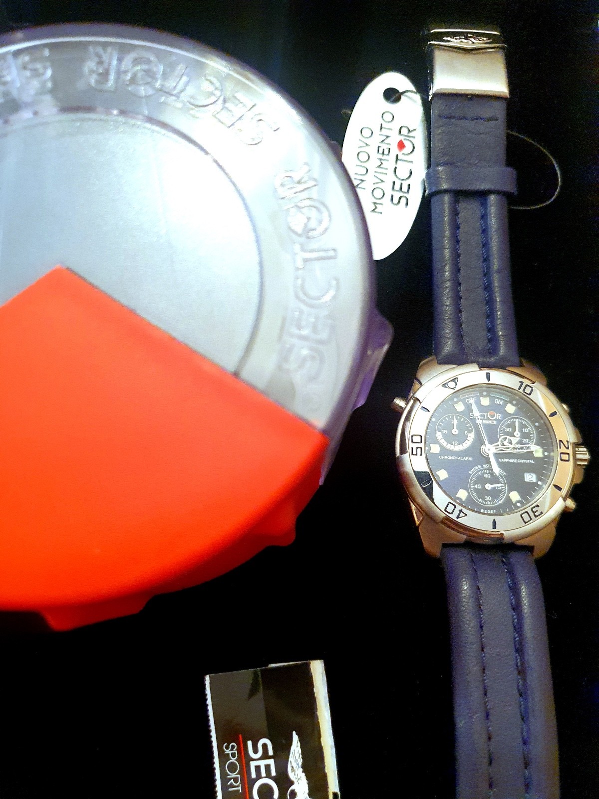 New Sector 250 Chrono Alarm Blue Steel Sapphire Crystal 100Mt Swiss Watch