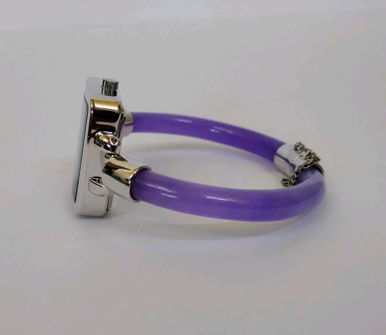 Jade of Yesteryear JOY Genuine Lavender Jade Square Case Bangle Watch NEW