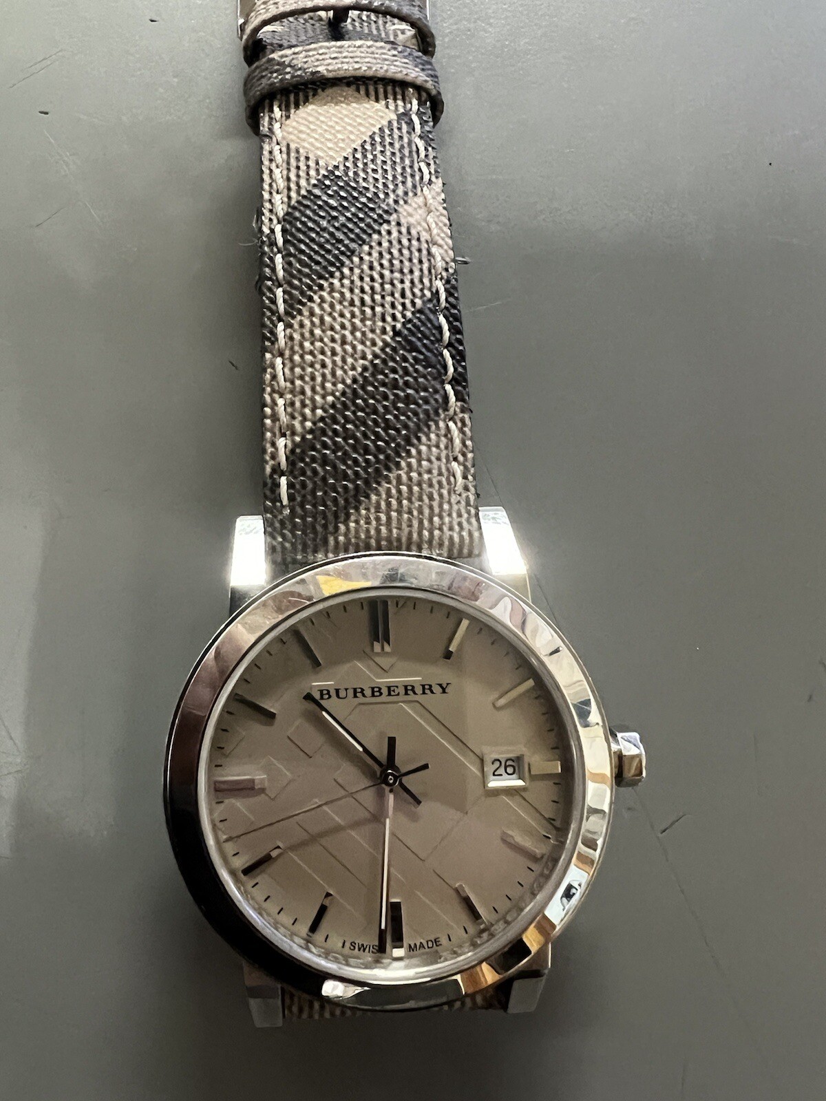 BURBERRY BU9029 The City 38mm Sapphire Crystal Canvas Leather Unisex Watch F SH