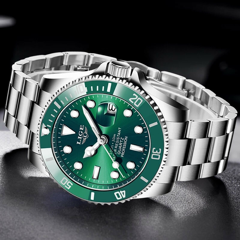 LIGE Mens Watch Fashion Brand Luminous Steel Wristwatch Business Male Watches