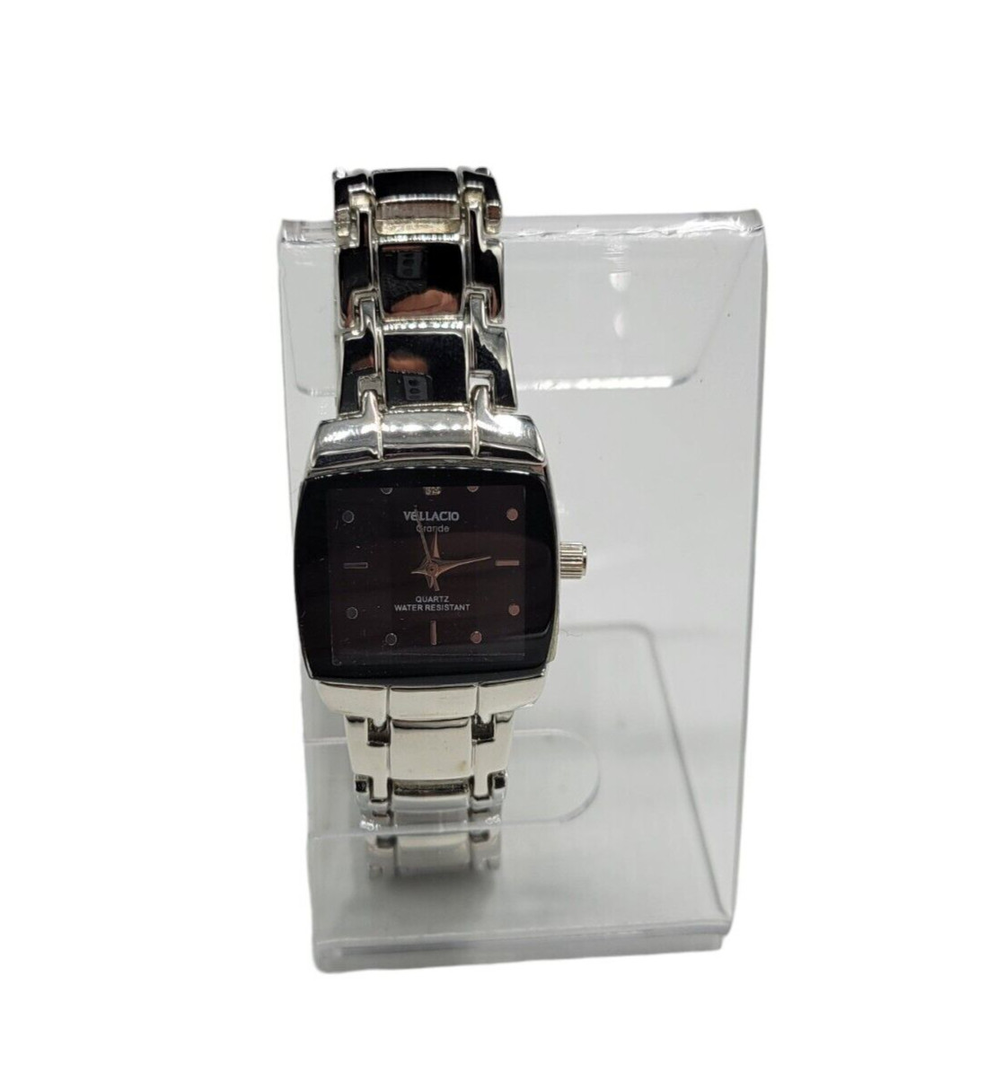 Vellacio Grande Quartz Water Resistant Silver Tone Snap Band Analog Watch Works
