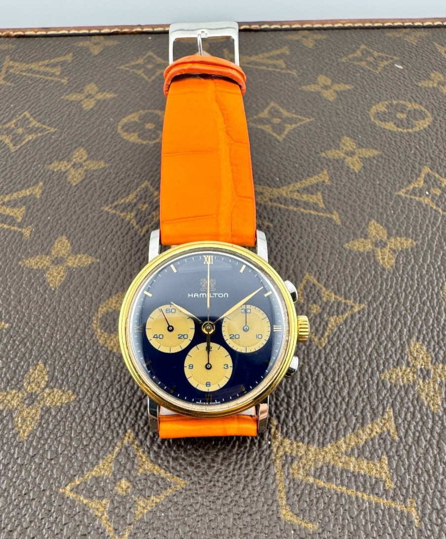 Hamilton Lancaster U.S.A Chronograph Lemania 1873 Caliber Blue Dial Steel-Gold