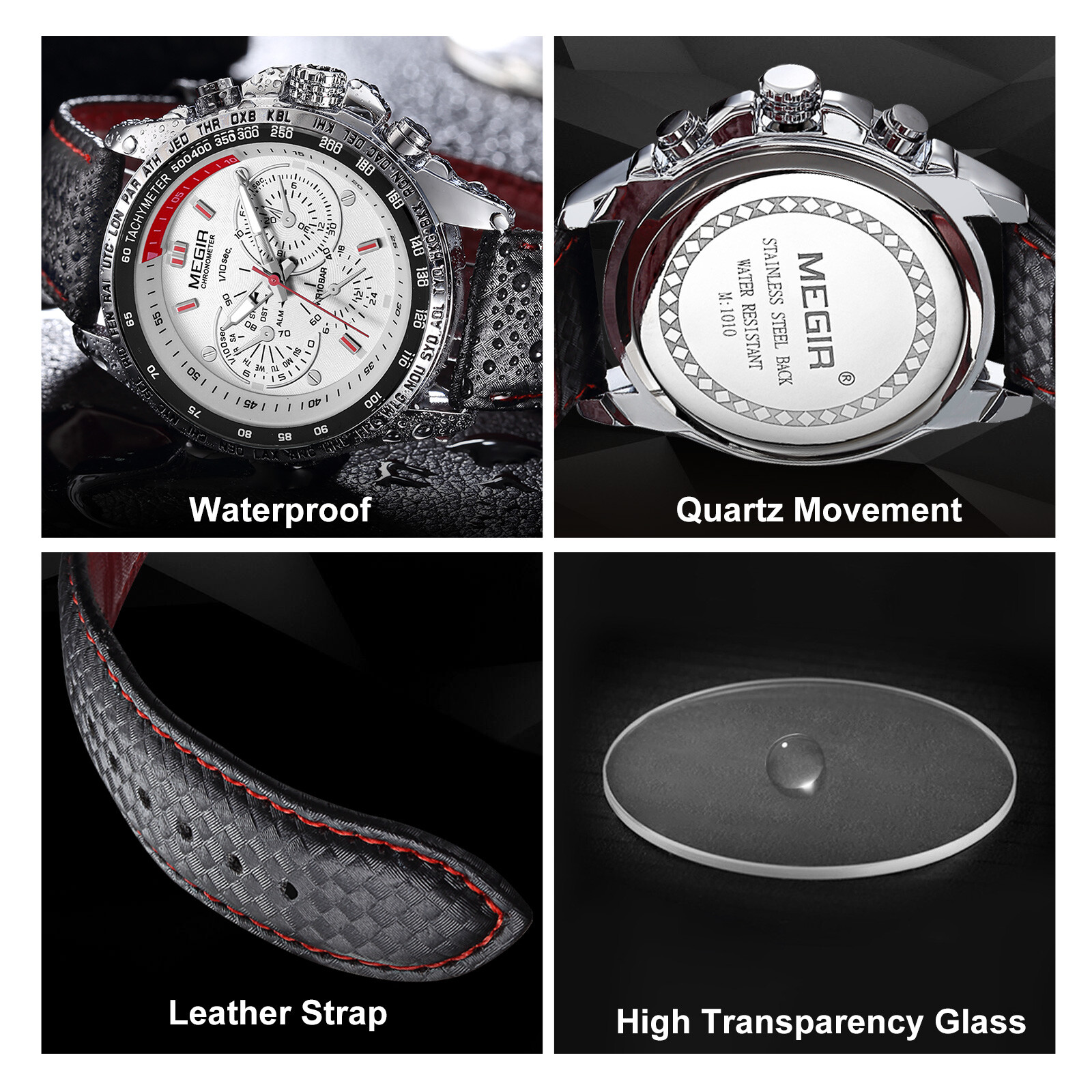 MEGIR Waterproof Men’s Stainless Steel Analog Sports Quartz Military Wrist Watch
