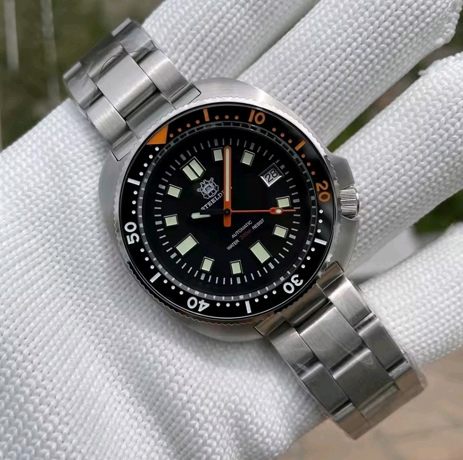 Steeldive SD1970C Turtle Captain Willard NH35 Seiko Sapphire Watch Black Orange