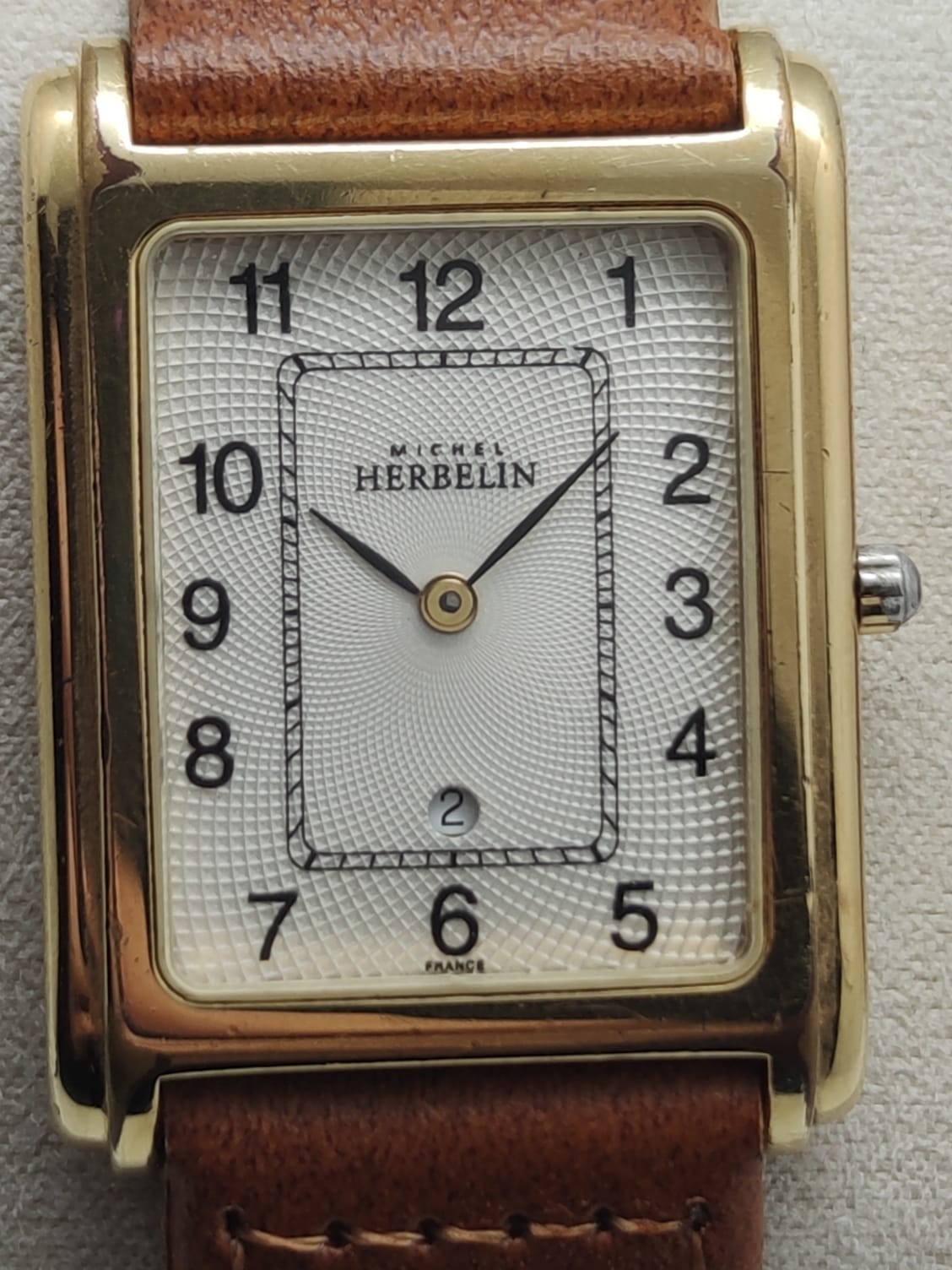 Vintage Michel Herbelin Art Deco Watch Gold Plated France Made Quartz 32 mm