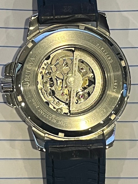 Bulova Marine Star Automatic Blue Dial Rubber & Leather Strap Men’s Watch 96A291