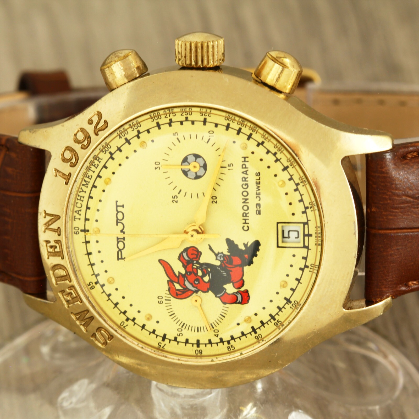 Poljot 3133 Sweden 1992 UEFA European Football Championship chronograph watch