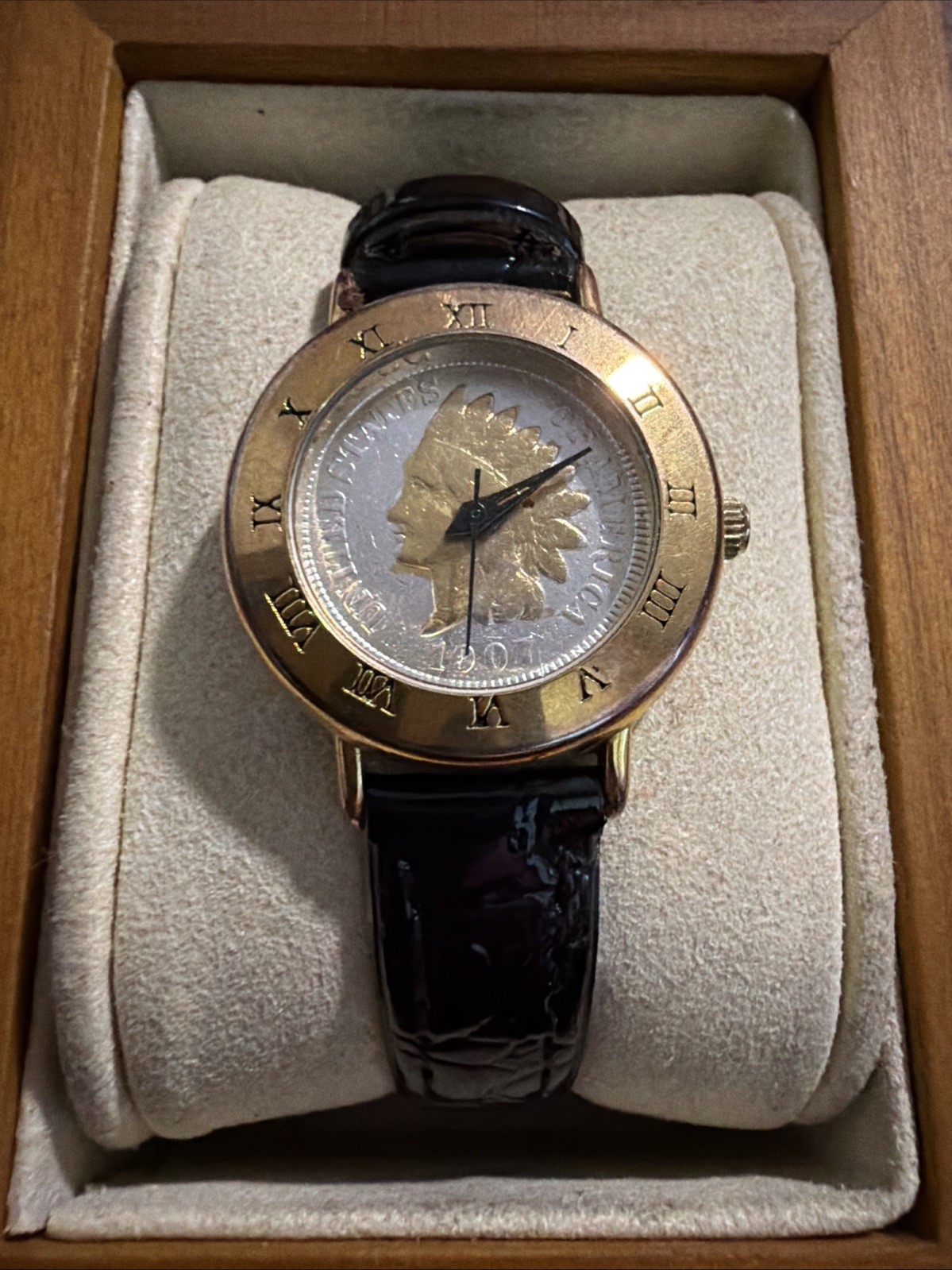 Vintage Britannia 1907 Gold Silver Head Penny Womens Watch New Batt