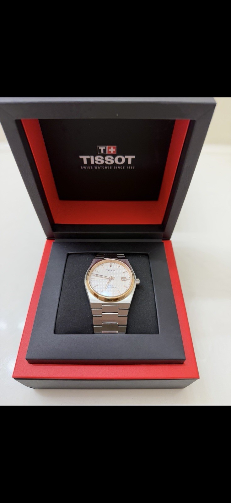Tissot PRX Powermatic 80 Two-Tone 40mm White Dial Auto Date 100m Box