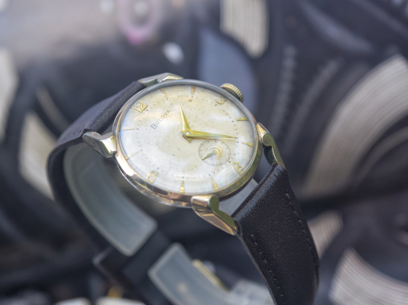 Vintage Bulova Watch 1950s Hand Winding Women Wristwatch, Small Seconds Subdial