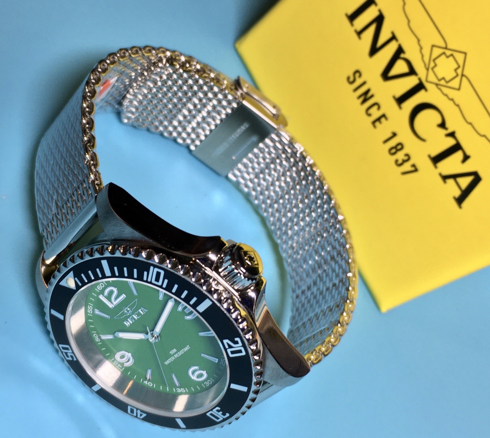 INVICTA PRO DIVER GREEN FATHOMS STYLE NO DATE ALPHA NUMERIC 40MM QUARTZ CUSTOM