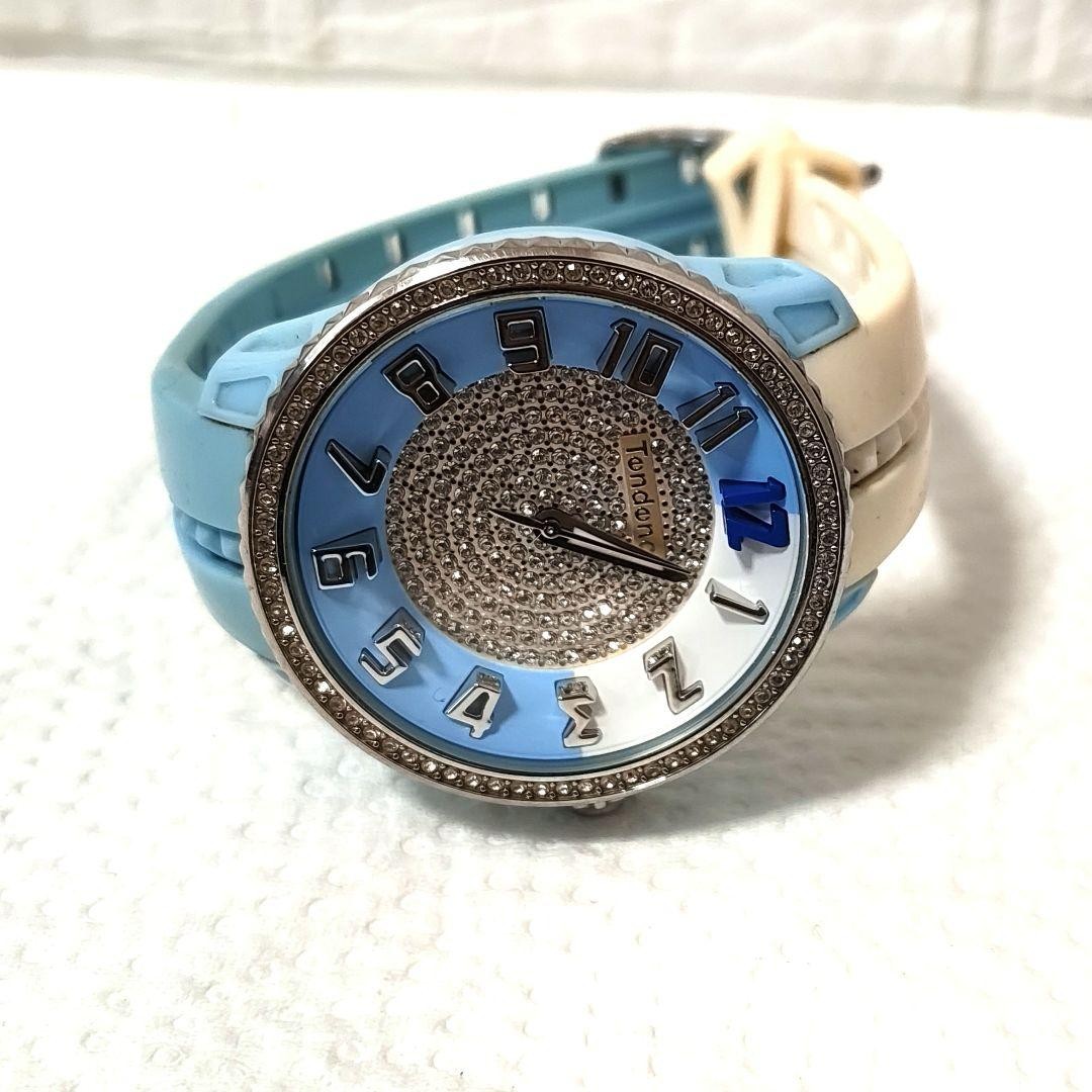 Tendence Ladies Quartz Watch Crystal Rhinestones Blue Dial From Japan