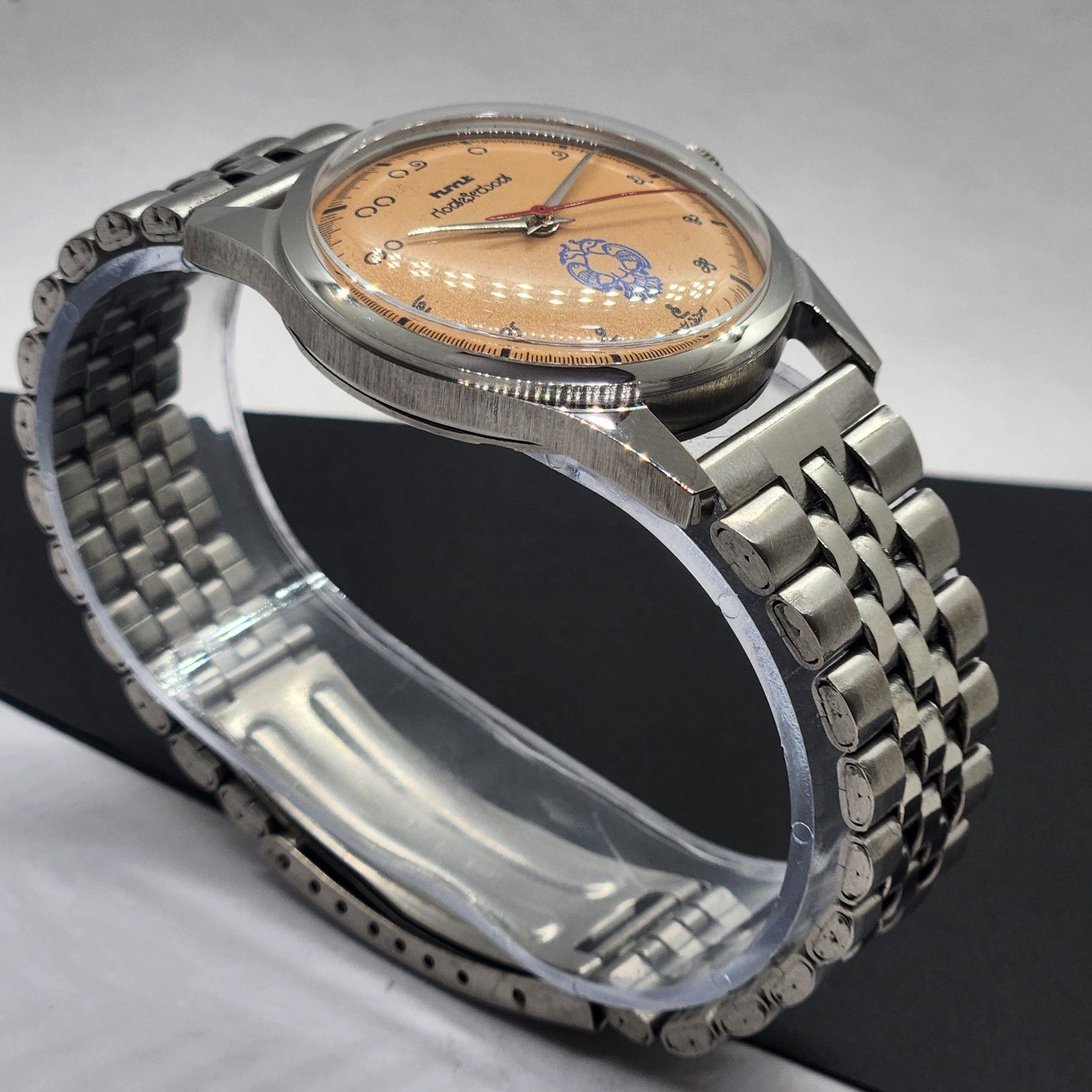 Vintage HMT Janata Kannada Orange Face Mechanical Hand Winding Wrist Watch A48