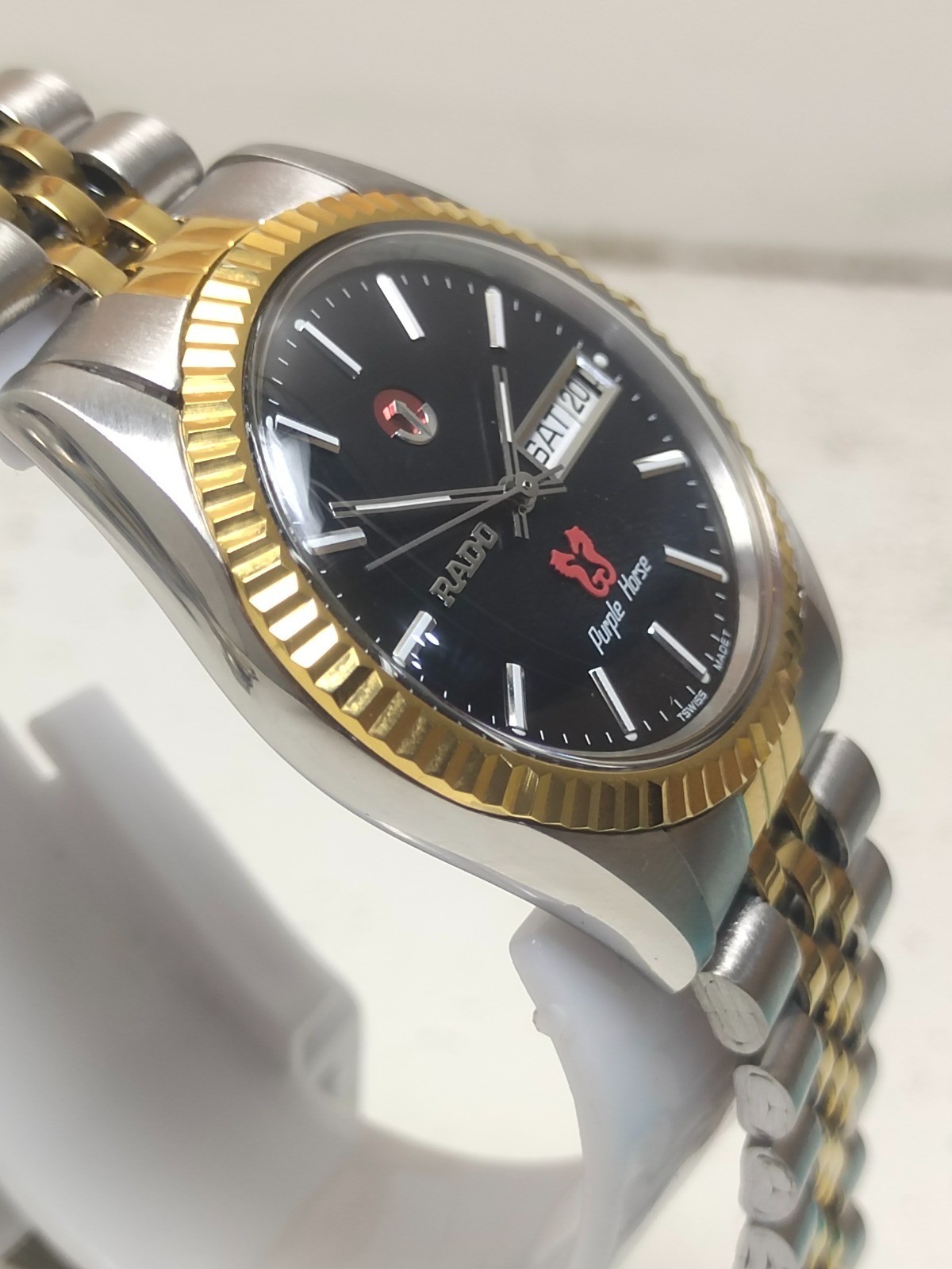 Rado Purple Horse Black Dial Day-Date Automatic Men’s Wristwatch two tone