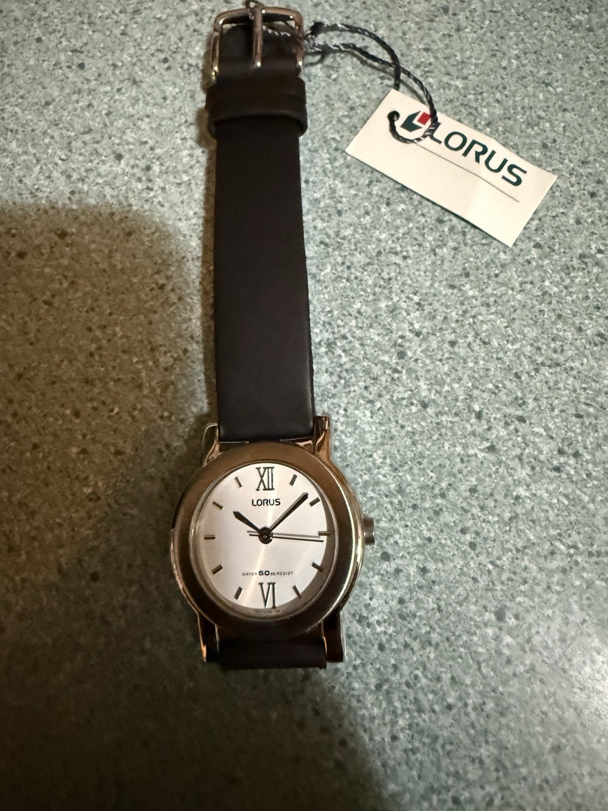 Brand New Women’s Lorus Watch Ivory Face Black Buckle Strap Band With Box