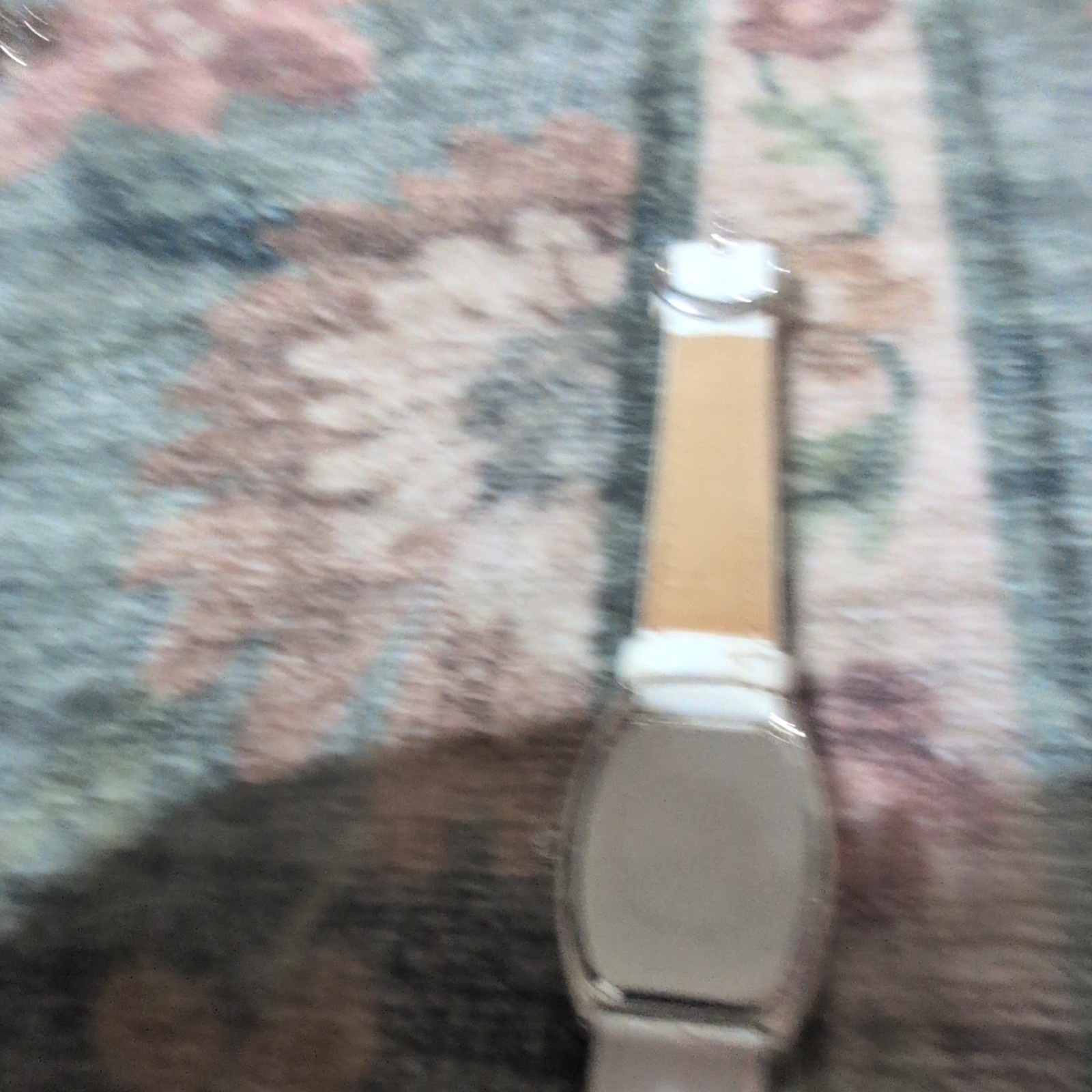 Womens Quartz Analog Tonneau Watch Silver Tone White Leather Strap Multicolor