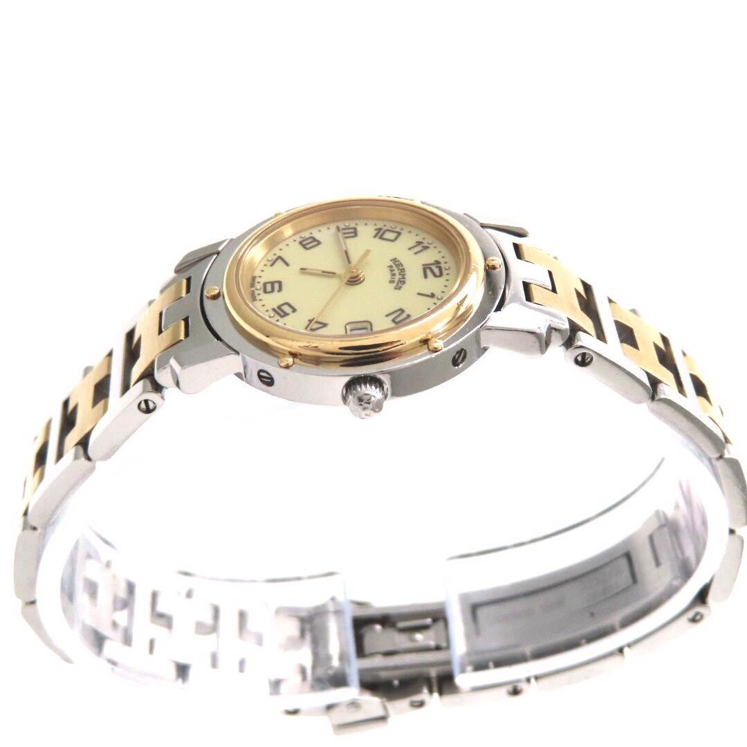 Hermes Clipper CL4.220 Ladies Watch Gold Ivory Quartz Japan 071618