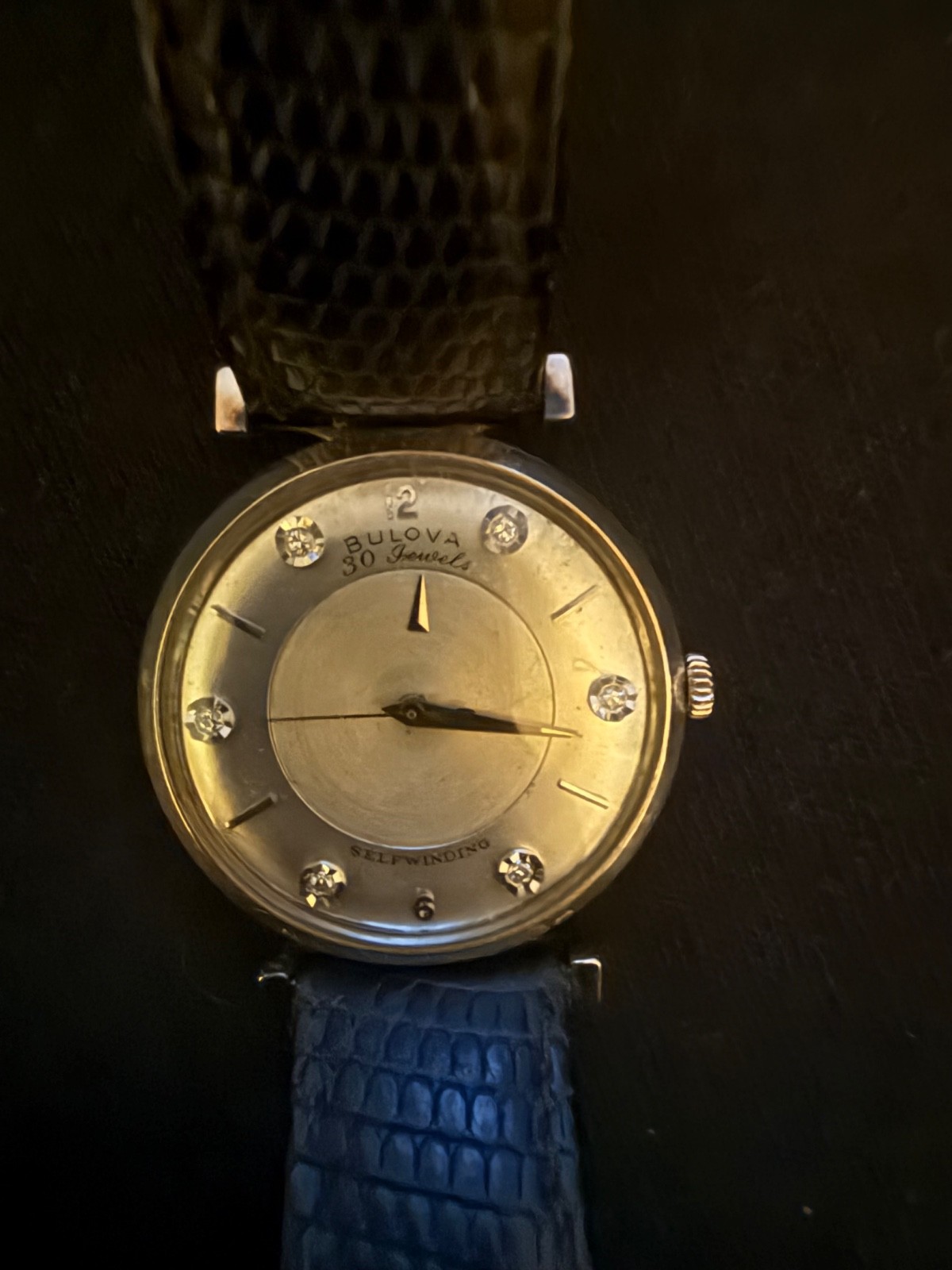 Vintage 1960 Bulova “30” Mystery Dial Watch – 10K Gold Filled – Silver Sunburst
