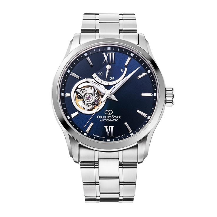 Orient Star RK-AT0002L Automatic Semi-Skeleton Open Heart Navy made in Japan