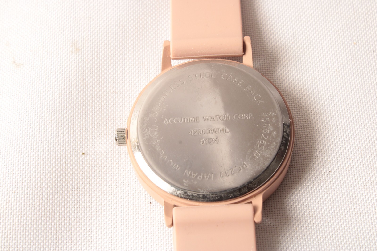 Unisex Adults Accutime Watch Pink Stainless Steel Case Japan Movt WORKS