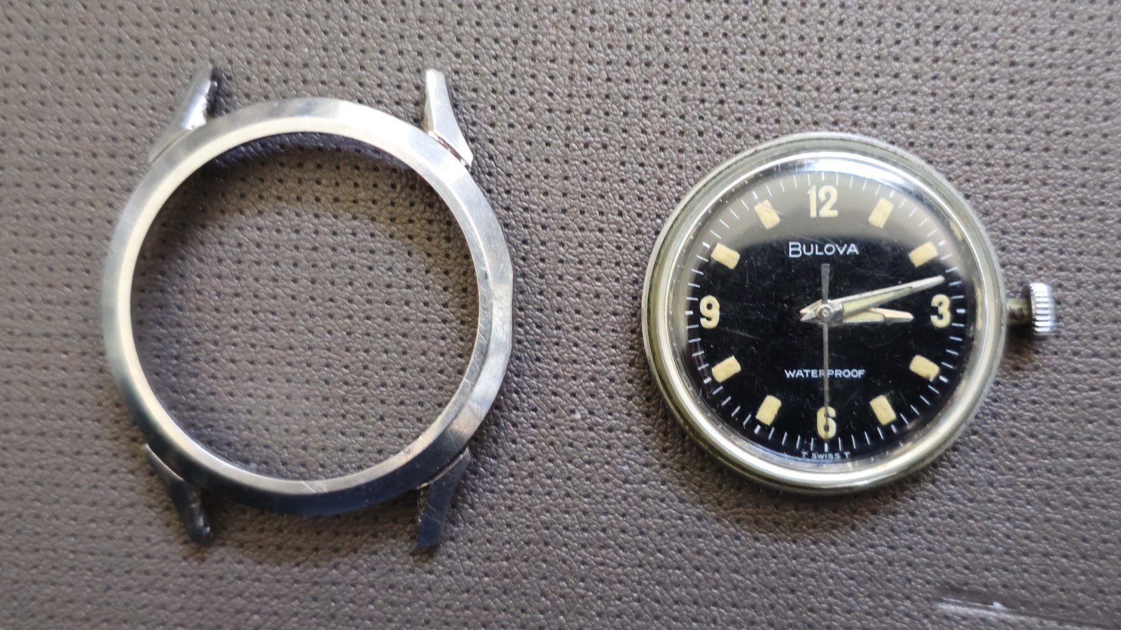 Vintage Rare Bulova Surf King Manual Wind “Snap in” Watch, 1964 Black Tritium