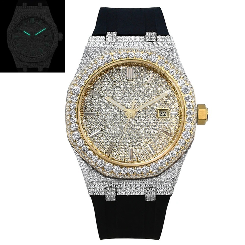 VVS 8.15ct Moissanite Iced Out Men Watch 9015 Automatic Mechanical Movement